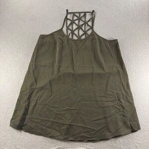 MOA MOA Women Olive Green Lattice Neck Tank Top Size‎ XL Trendy Basic Summer